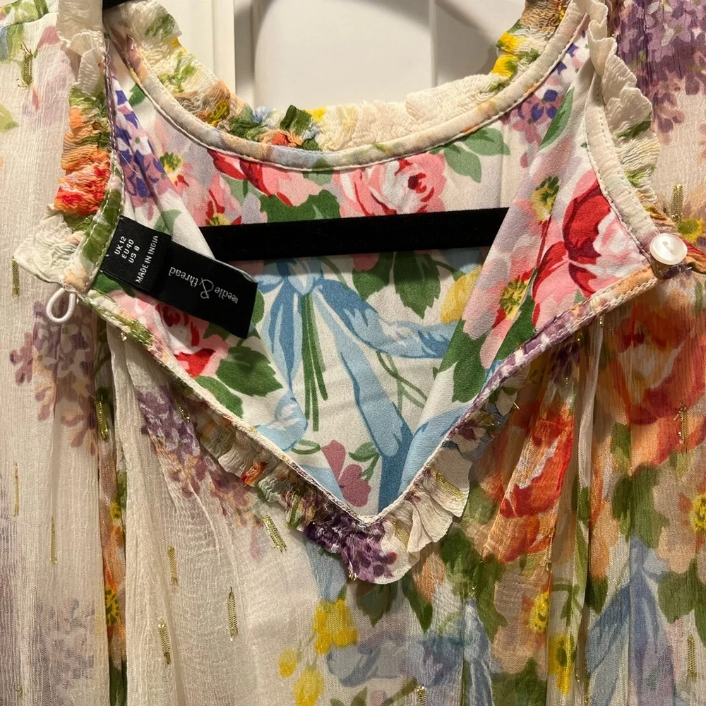 Needle & Thread Floral Diamond Chiffon Dress in Champagne - Picture 7 of 11